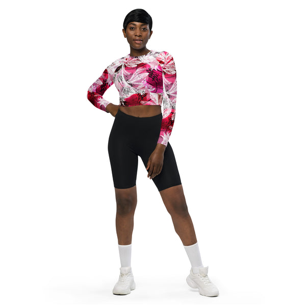 Recycled long-sleeve crop top