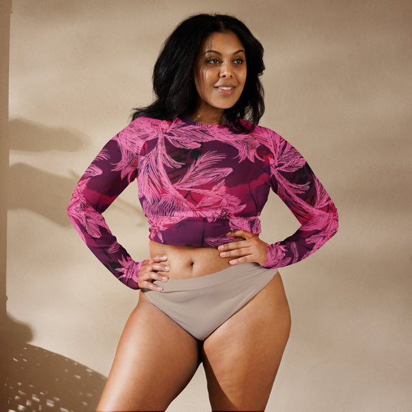 Recycled long-sleeve crop top