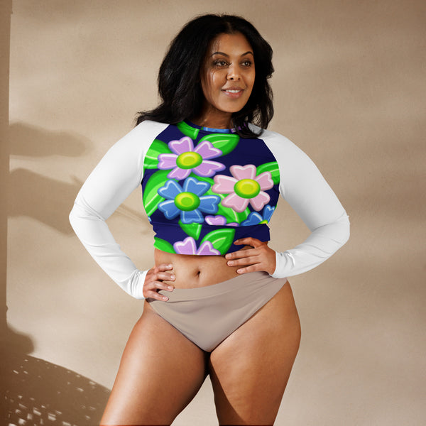 Recycled long-sleeve crop top