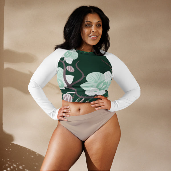 Recycled long-sleeve crop top