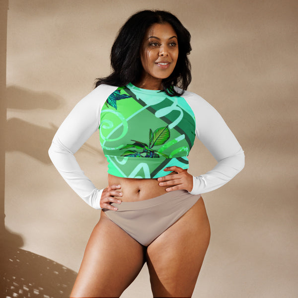 Recycled long-sleeve crop top