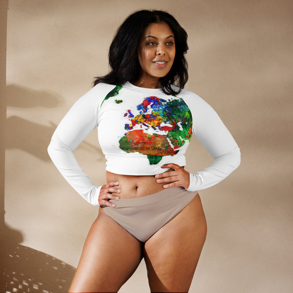 Recycled long-sleeve crop top