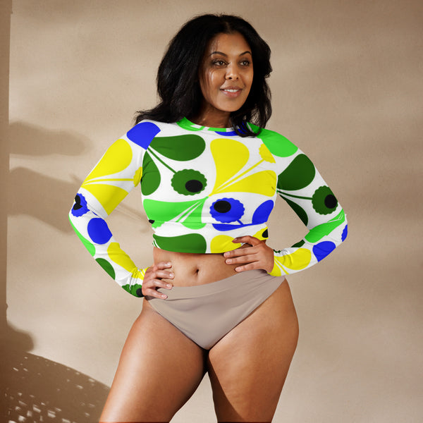 Recycled long-sleeve crop top