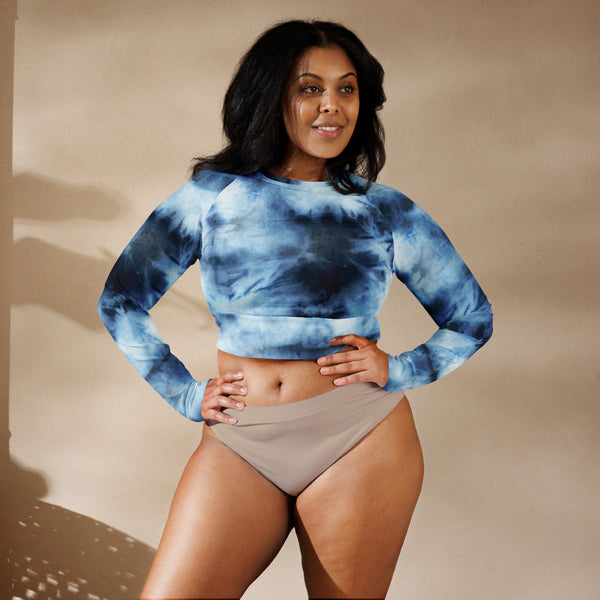 Recycled long-sleeve crop top
