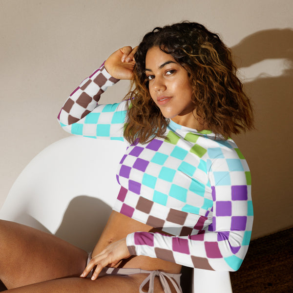 Recycled long-sleeve crop top