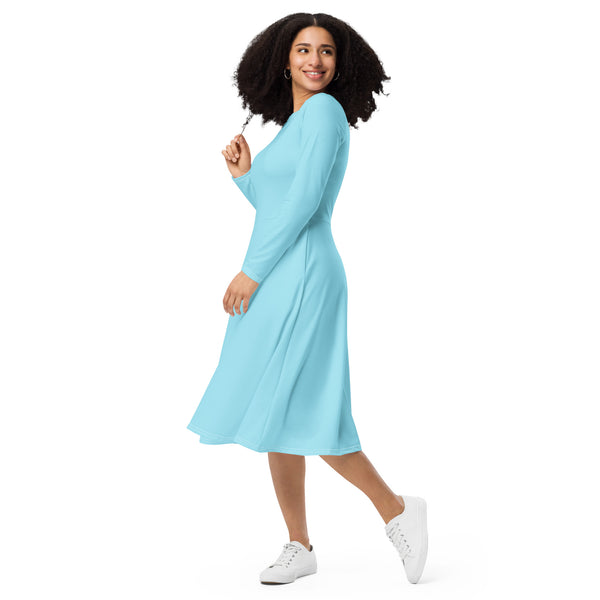 All-over print long sleeve midi dress