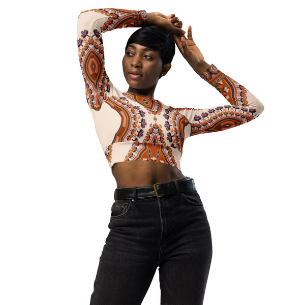 Recycled long-sleeve crop top