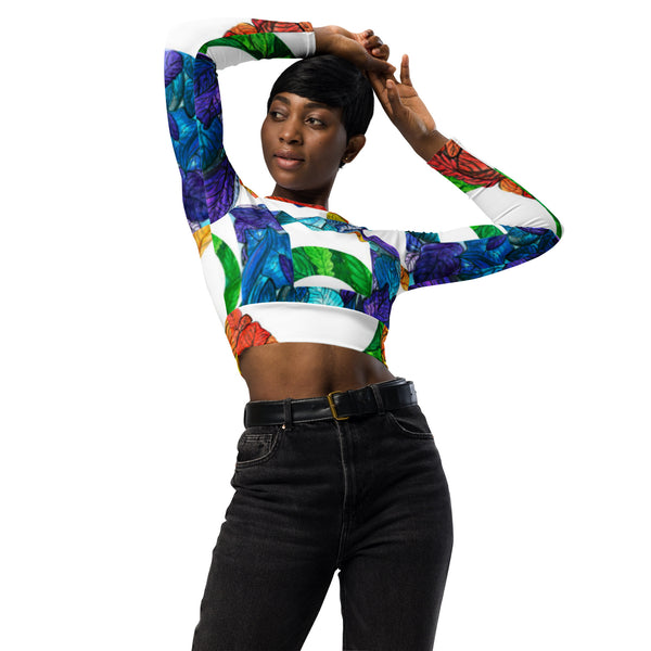 Recycled long-sleeve crop top