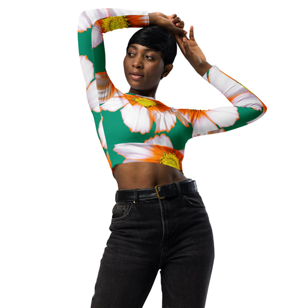 Recycled long-sleeve crop top
